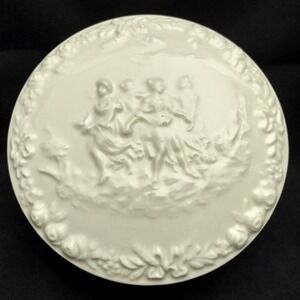Von Schierholz Capri Porcelain Trinket Box w/Lid 6" Diameter 2" Height